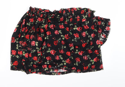 Primark Womens Black Floral  Cropped Tank Size 12