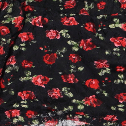 Primark Womens Black Floral  Cropped Tank Size 12