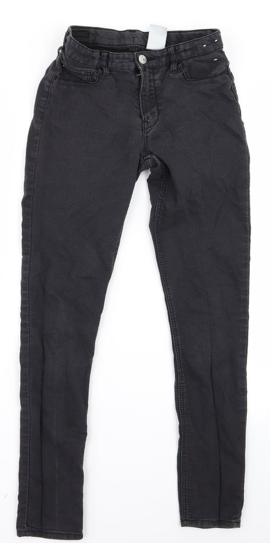 Womens UK Size 12 Preworn Regular Fit Skinny Black Jeans