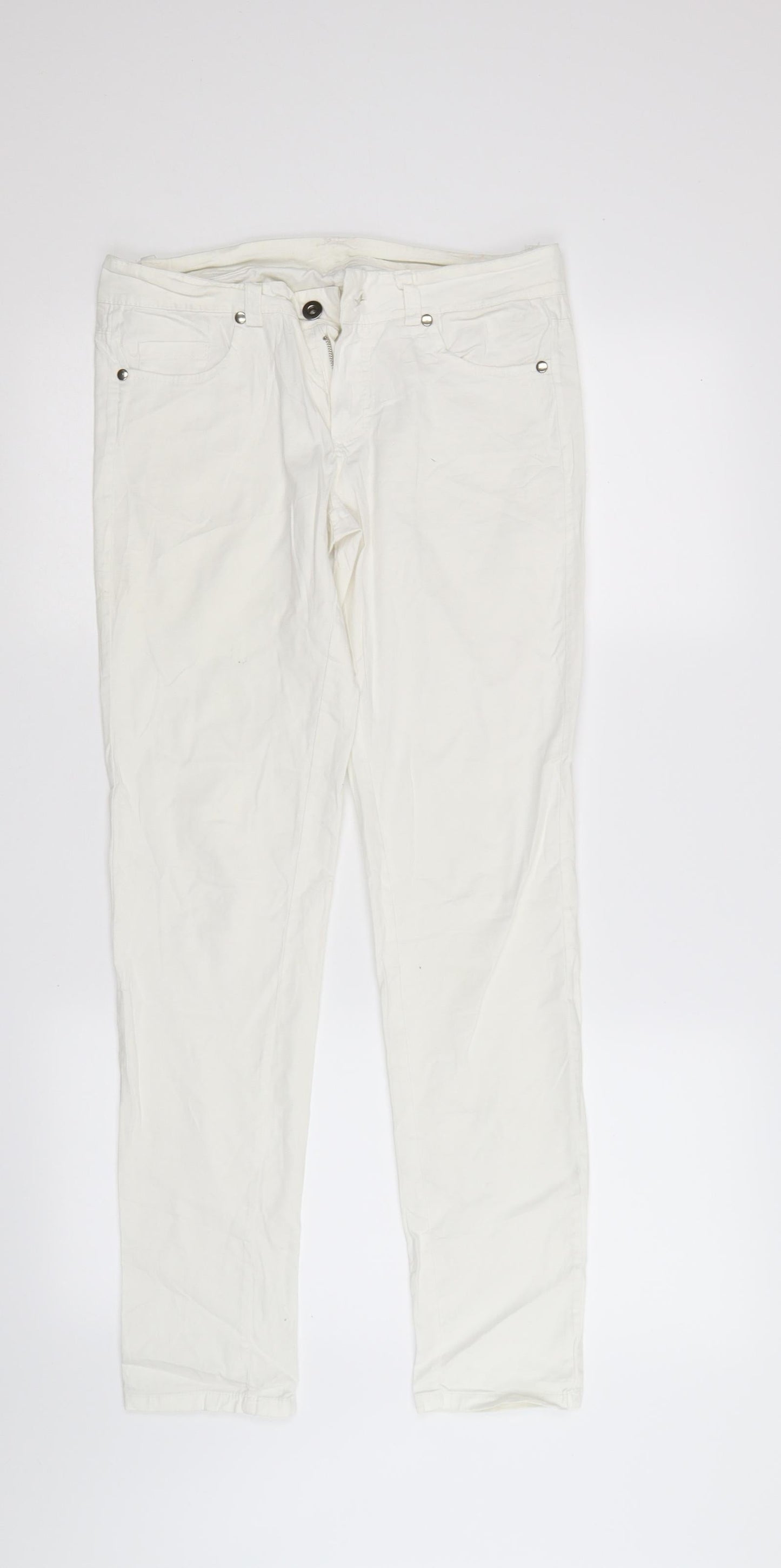 Womens UK Size  Preworn Regular Fit Straight White Jeans
