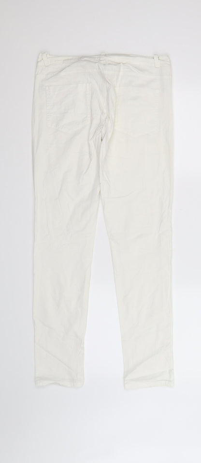 Womens UK Size  Preworn Regular Fit Straight White Jeans
