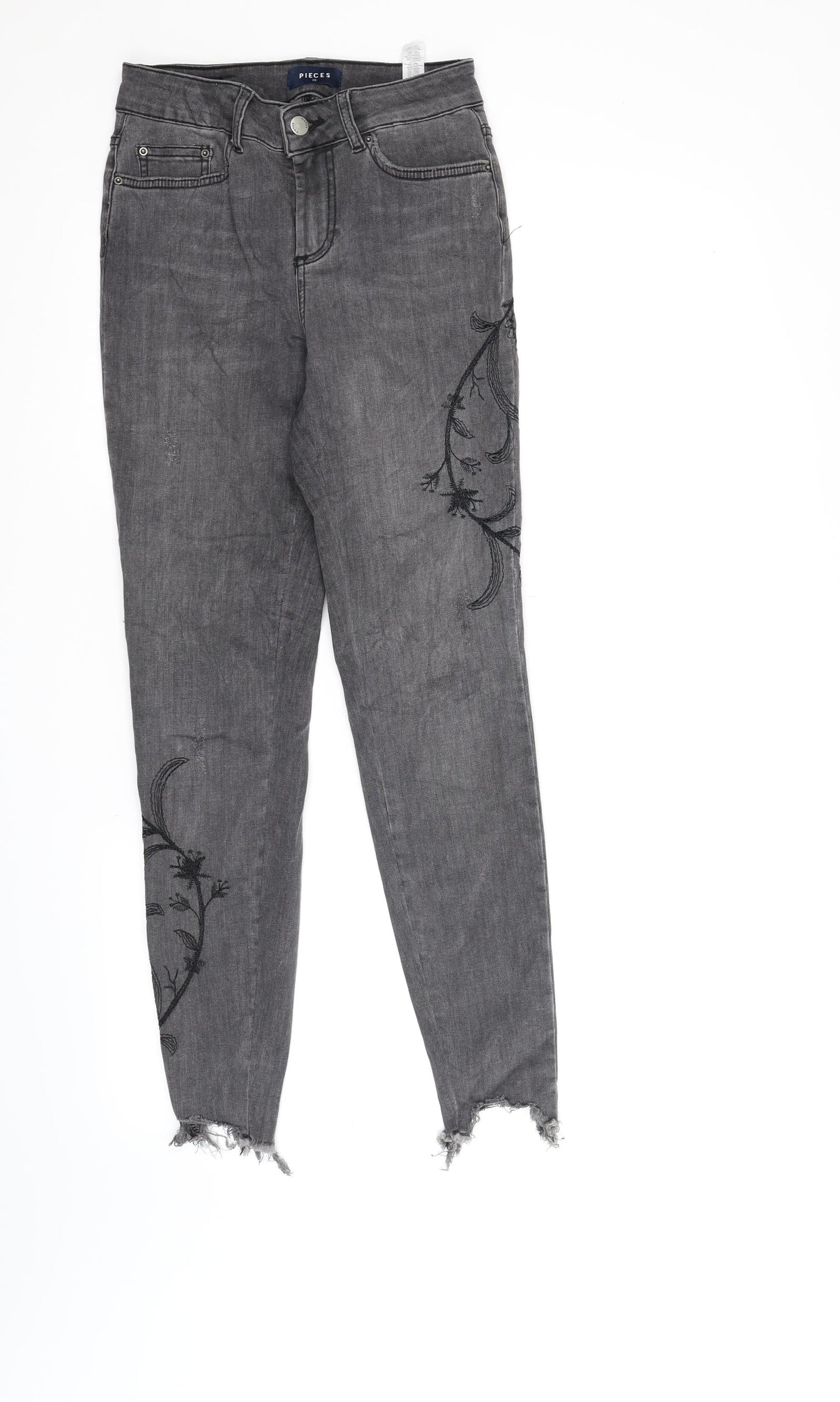 Womens UK Size XS Pieces Regular Fit Skinny Black Jeans