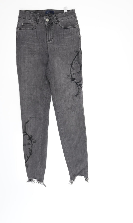 Womens UK Size XS Pieces Regular Fit Skinny Black Jeans