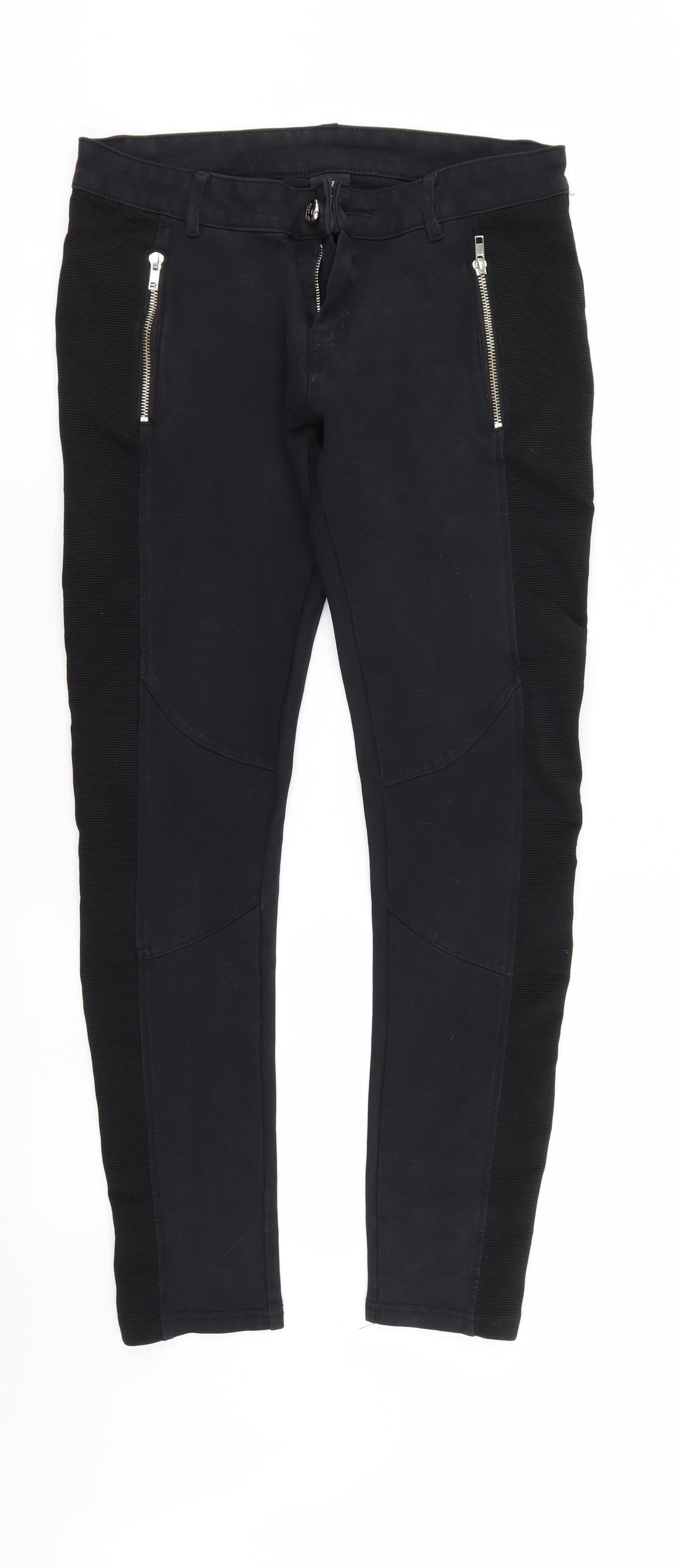 Womens UK Size L Preworn Regular Fit  Black Trousers