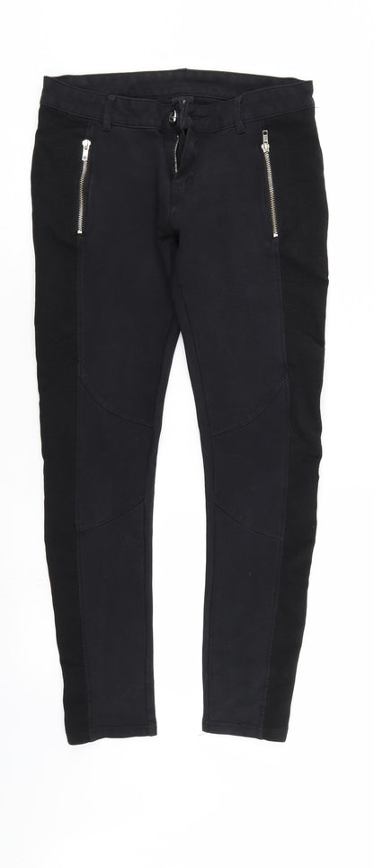 Womens UK Size L Preworn Regular Fit  Black Trousers