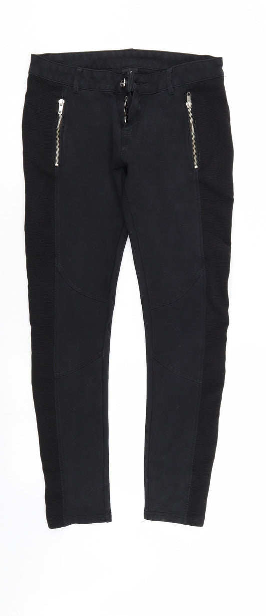 Womens UK Size L Preworn Regular Fit  Black Trousers