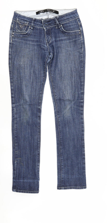 Quiz Womens Blue  Denim Straight Jeans Size 8 L31 in