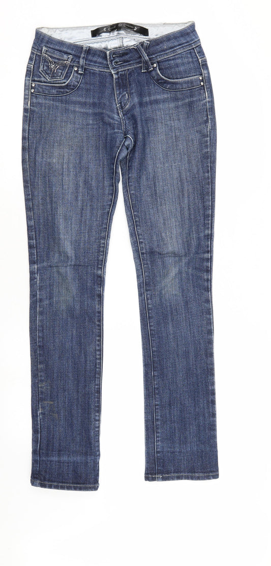 Quiz Womens Blue  Denim Straight Jeans Size 8 L31 in