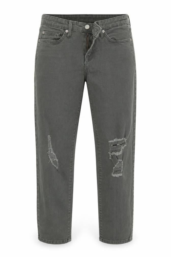 Front view of Gap women’s green denim straight jeans, size UK 8, 27-inch leg