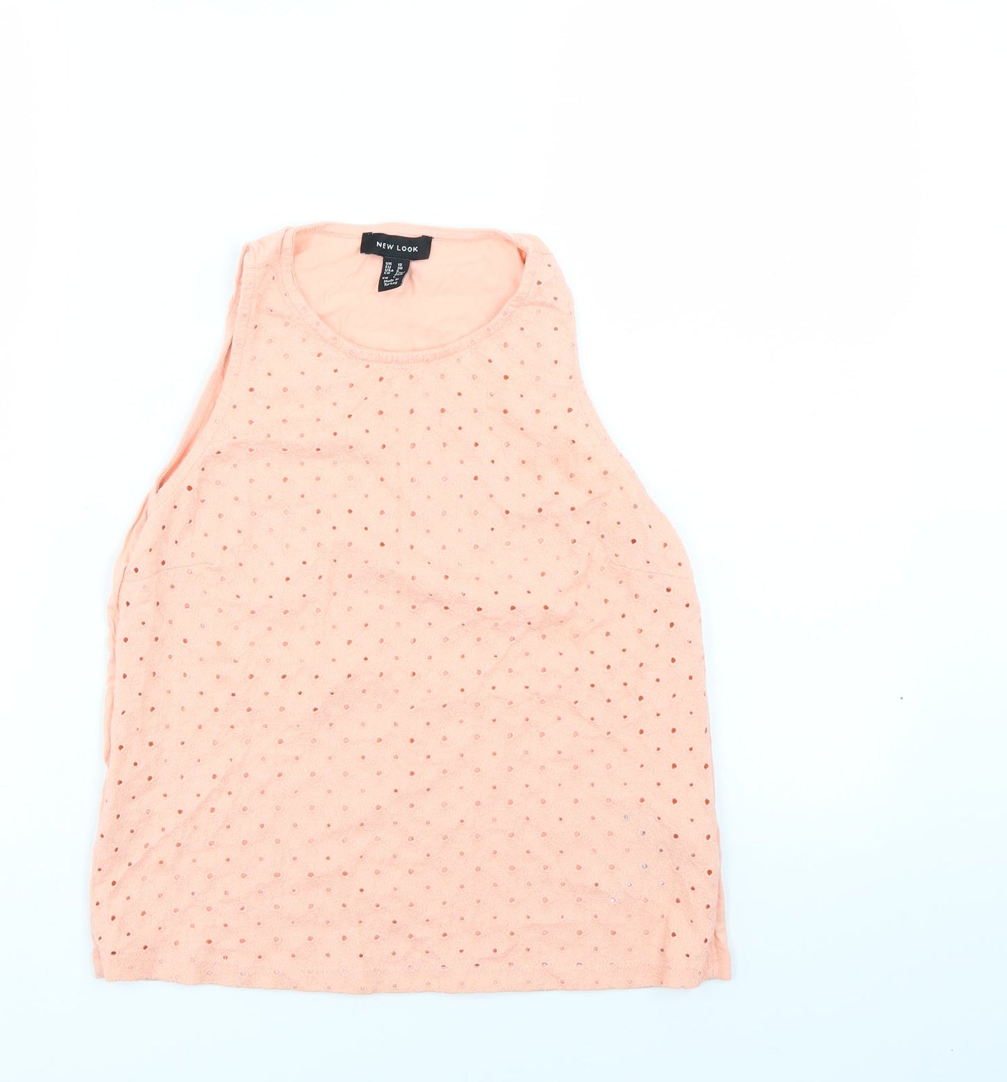 Womens UK Size 10 New Look Orange Basic Tank