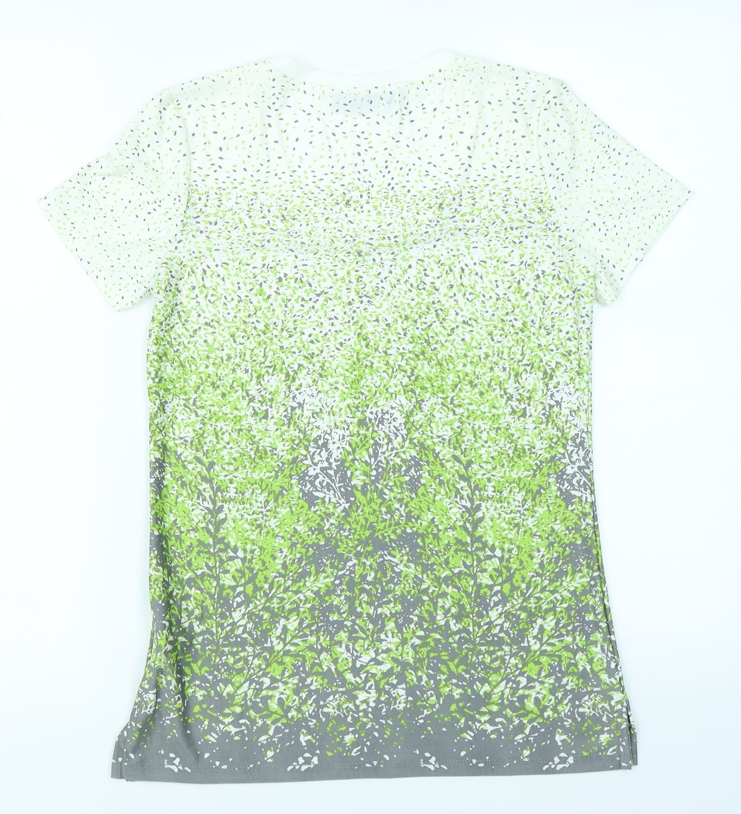 Alexara Womens Green Floral  Basic T-Shirt Size 10