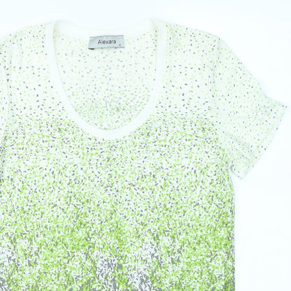 Alexara Womens Green Floral  Basic T-Shirt Size 10