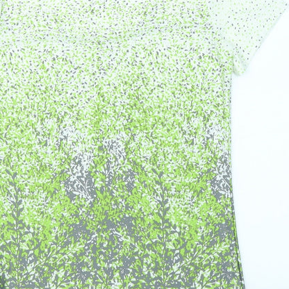 Alexara Womens Green Floral  Basic T-Shirt Size 10