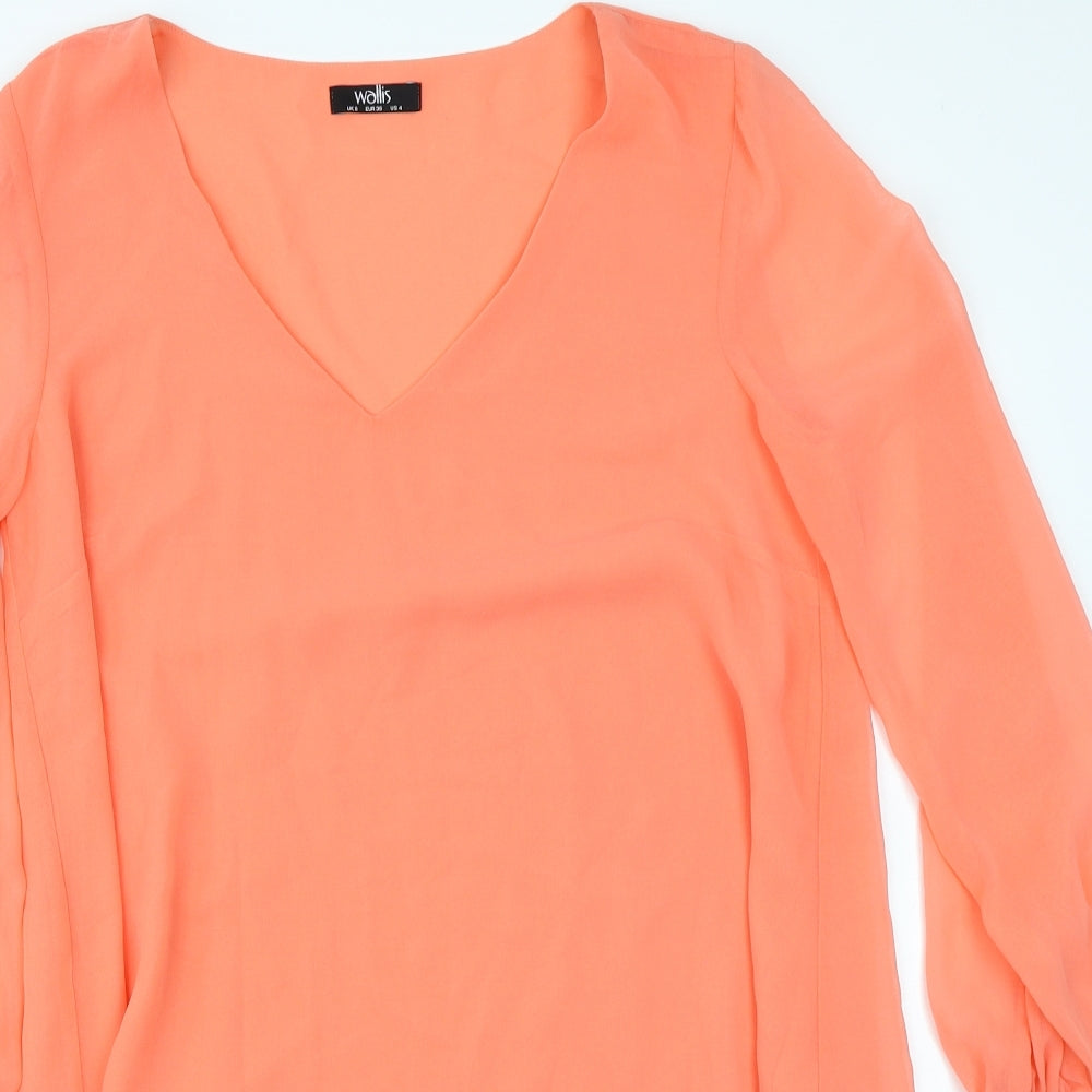 Womens UK Size 8 Wallis Orange Basic Blouse
