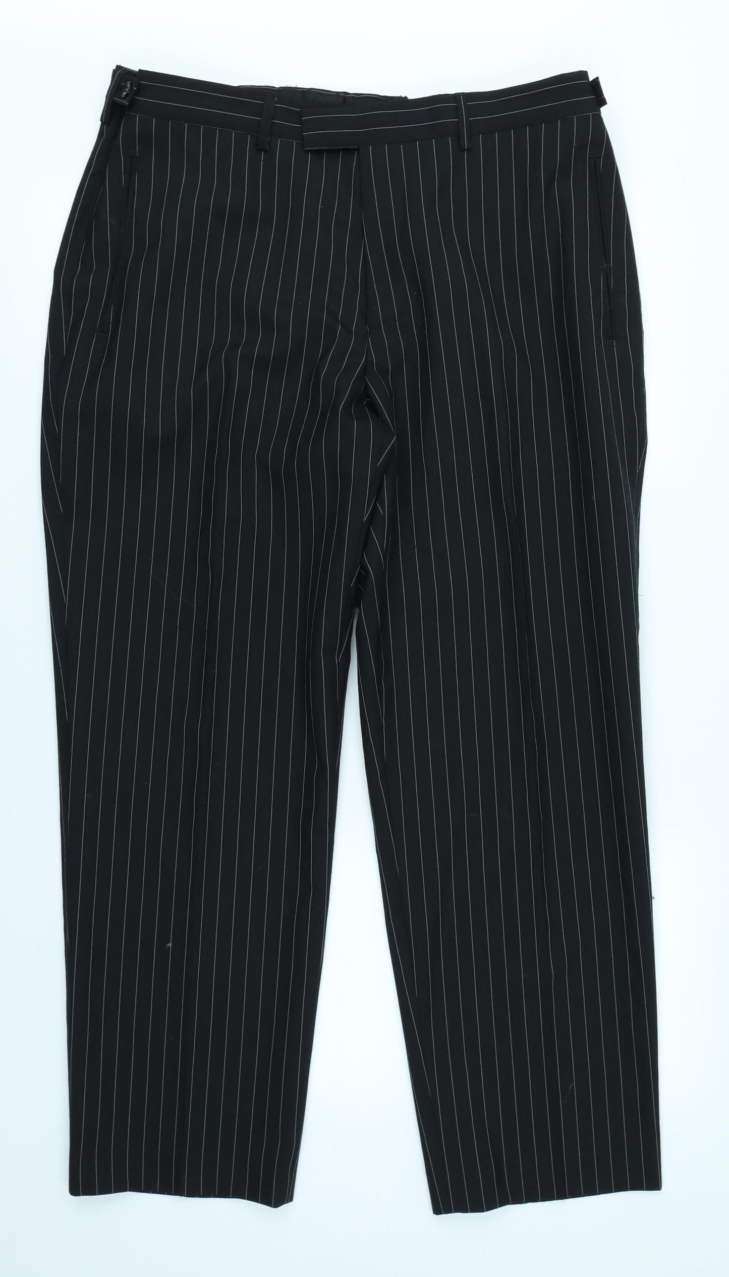 Preworn Mens Black Striped  Capri Trousers Size 38 in L26 in