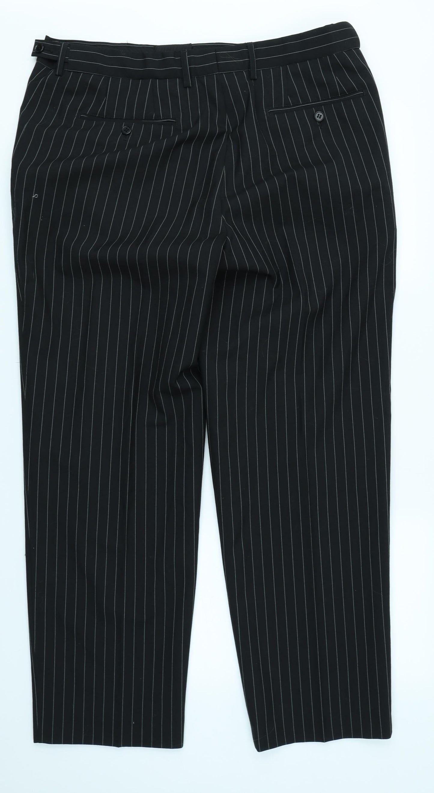 Preworn Mens Black Striped  Capri Trousers Size 38 in L26 in