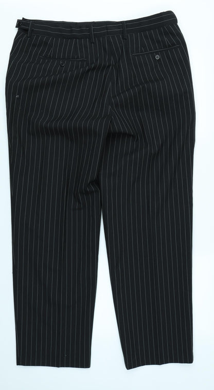 Preworn Mens Black Striped  Capri Trousers Size 38 in L26 in