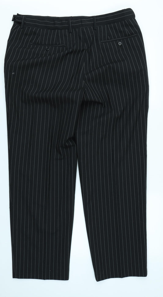 Preworn Mens Black Striped  Capri Trousers Size 38 in L26 in