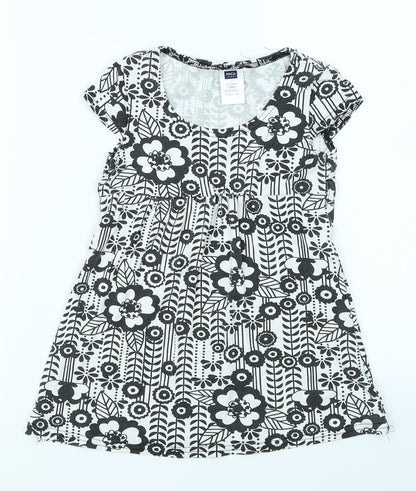 M&Co Girls Black Floral  Skater Dress  Size 6-7 Years
