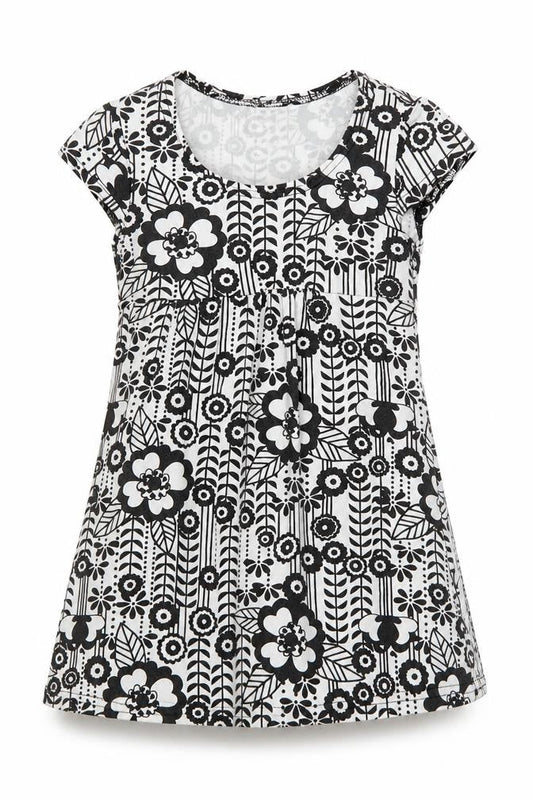 M&Co Girls Black Floral  Skater Dress  Size 6-7 Years