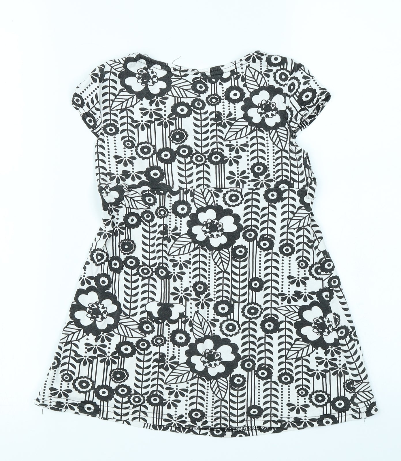 M&Co Girls Black Floral  Skater Dress  Size 6-7 Years