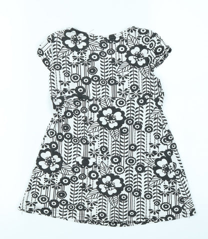 M&Co Girls Black Floral  Skater Dress  Size 6-7 Years