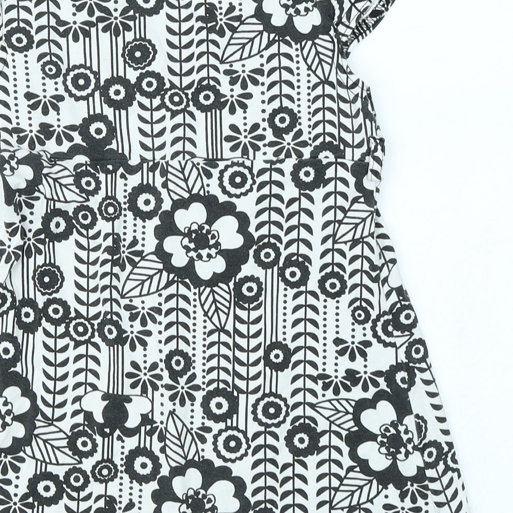 M&Co Girls Black Floral  Skater Dress  Size 6-7 Years