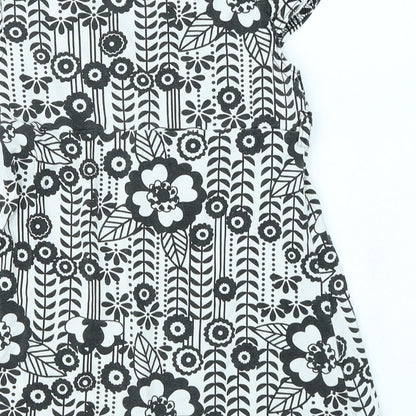M&Co Girls Black Floral  Skater Dress  Size 6-7 Years