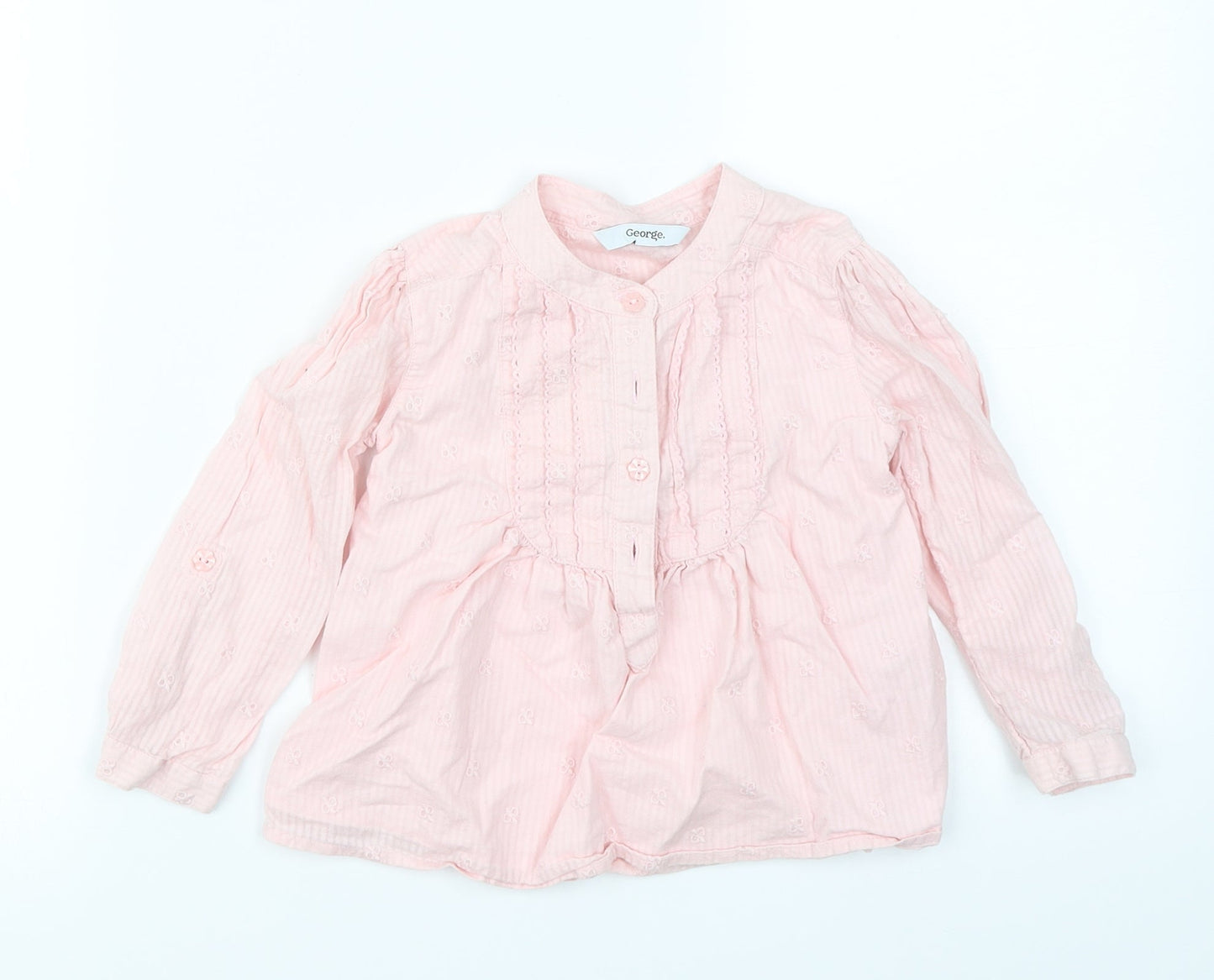 George Girls Pink Striped  Basic T-Shirt Size 2-3 Years