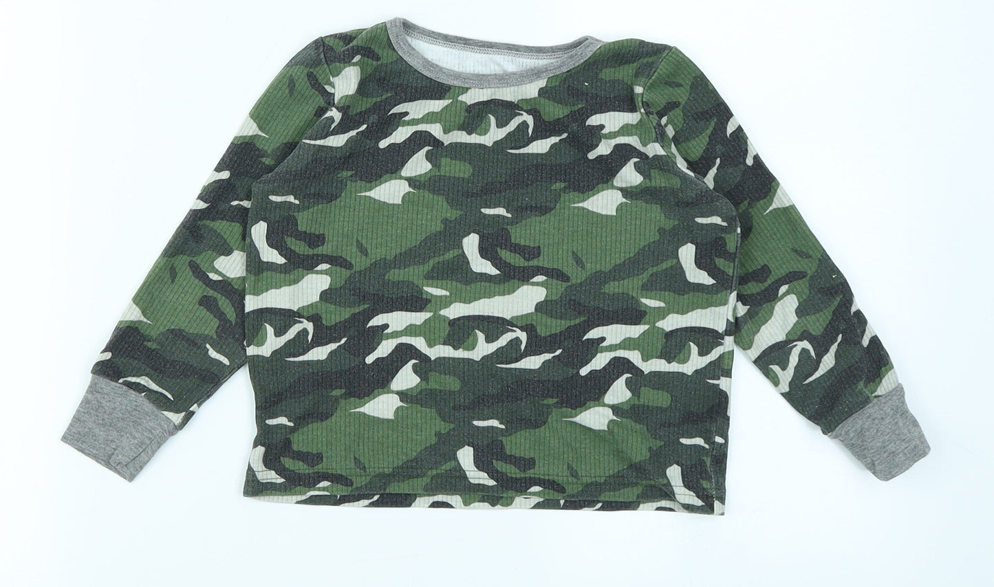 Primark Girls Green Camouflage  Basic T-Shirt Size 4-5 Years