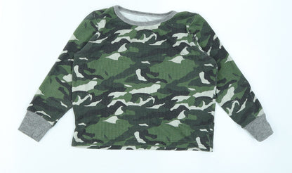 Primark Girls Green Camouflage  Basic T-Shirt Size 4-5 Years