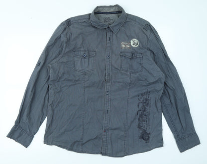 Mens UK Size L Denim Seventy3 Blue  Button-Up Long Sleeve Casual Shirt