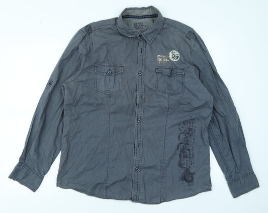 Mens UK Size L Denim Seventy3 Blue  Button-Up Long Sleeve Casual Shirt