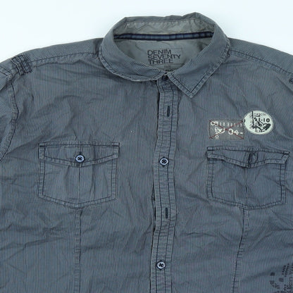 Mens UK Size L Denim Seventy3 Blue  Button-Up Long Sleeve Casual Shirt