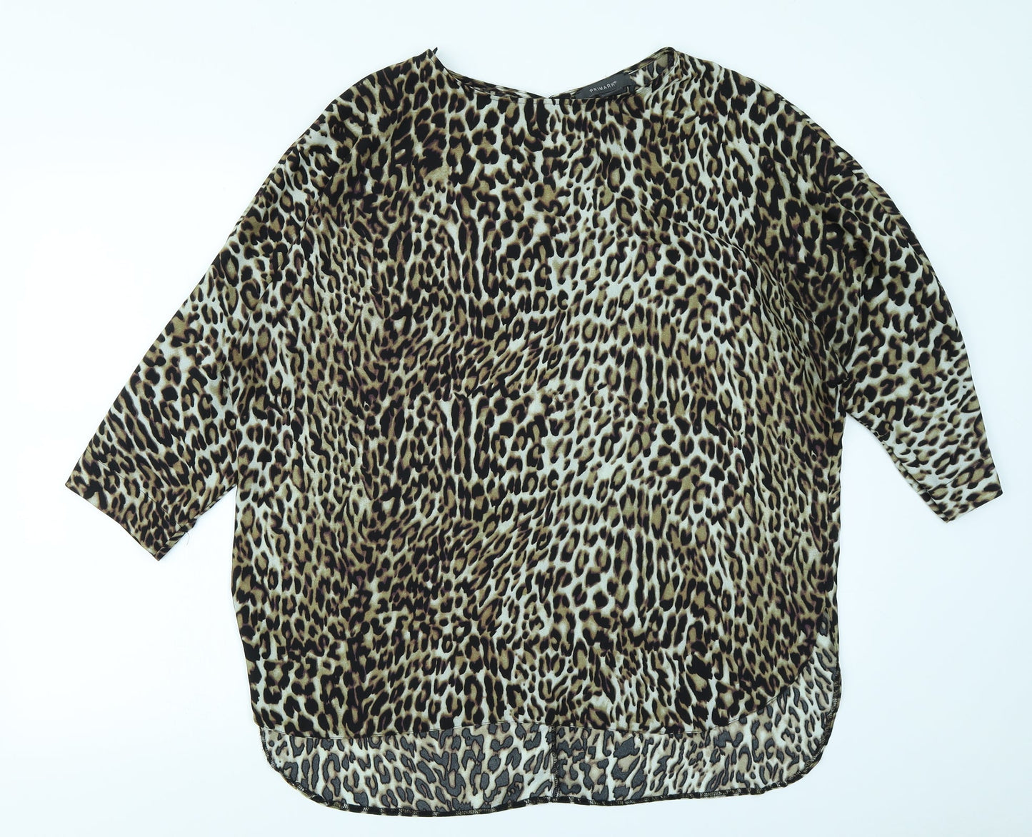 Primark Womens Brown Animal Print  Basic Blouse Size 18