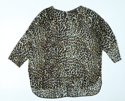 Primark Womens Brown Animal Print  Basic Blouse Size 18