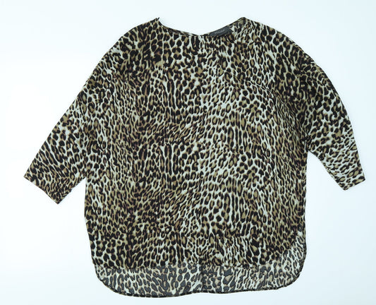 Primark Womens Brown Animal Print  Basic Blouse Size 18