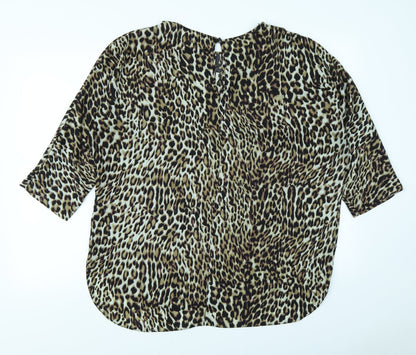 Primark Womens Brown Animal Print  Basic Blouse Size 18