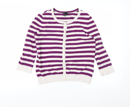 H&M Womens Purple Striped  Cardigan Jumper Size S