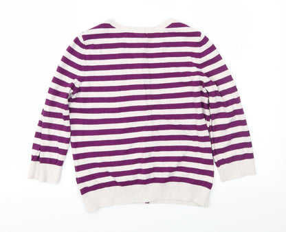 H&M Womens Purple Striped  Cardigan Jumper Size S
