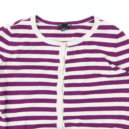 H&M Womens Purple Striped  Cardigan Jumper Size S