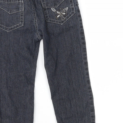 Preworn Girls Black  Denim Straight Jeans Size 4 Years