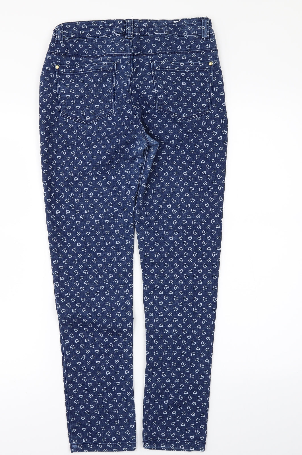 Denim & Co. Girls Blue Geometric Denim Skinny Jeans Size 12 Years