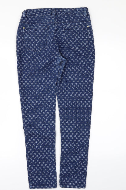 Denim & Co. Girls Blue Geometric Denim Skinny Jeans Size 12 Years