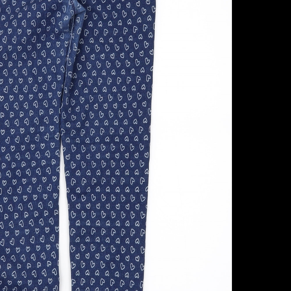 Denim & Co. Girls Blue Geometric Denim Skinny Jeans Size 12 Years