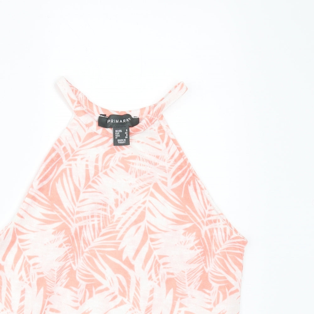 Primark Womens White Floral  Basic T-Shirt Size 4