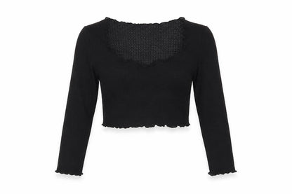 Womens UK Size L SheIn Black Cropped T-Shirt