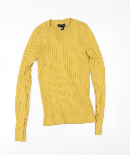 Front view of New Look women’s yellow jumper, size UK 12