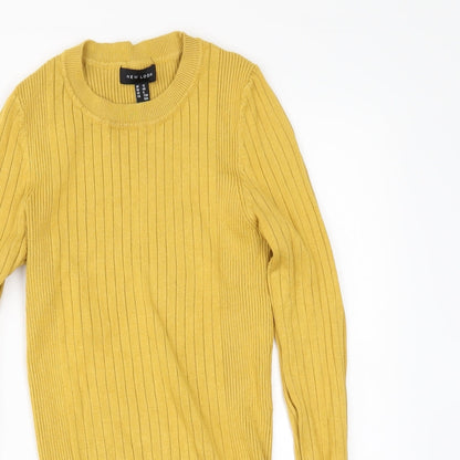 Close-up detail of New Look women’s yellow jumper, size UK 12