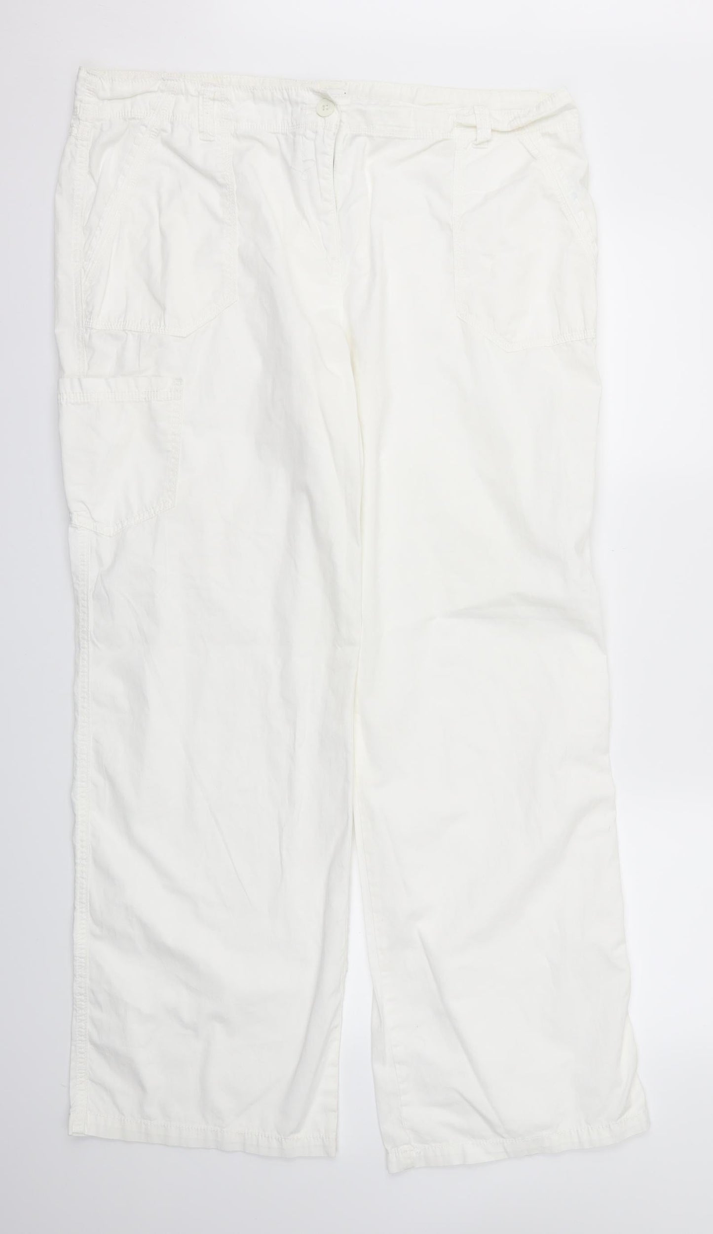 m&s Womens White   Trousers  Size L L31 in